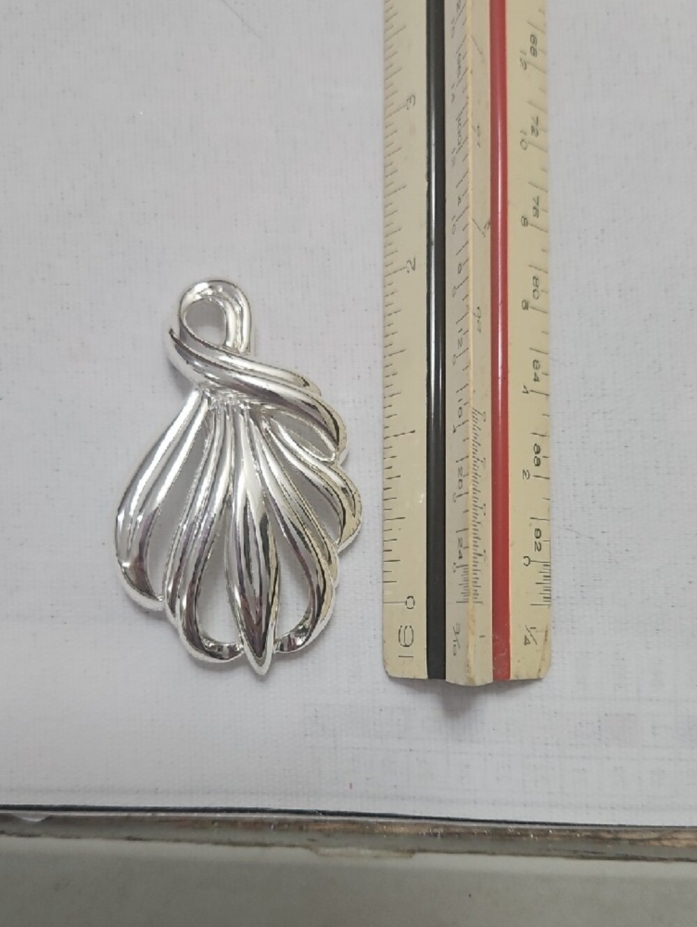 Monet Silver Leaf Drop Pendant - Shiny Silver Tone View 3